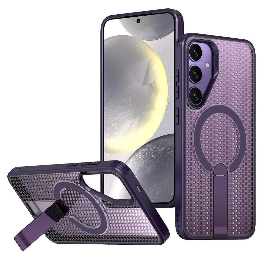 Для Samsung Galaxy S26 / S26 Pro Магнитный чехол Подставка Сетчатая текстура ТПУ ПК Задняя крышка телефона