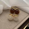 French Retro Irregular Geometric Temperament Stud Earrings Premium Retro Design Resin Commuter Earrings