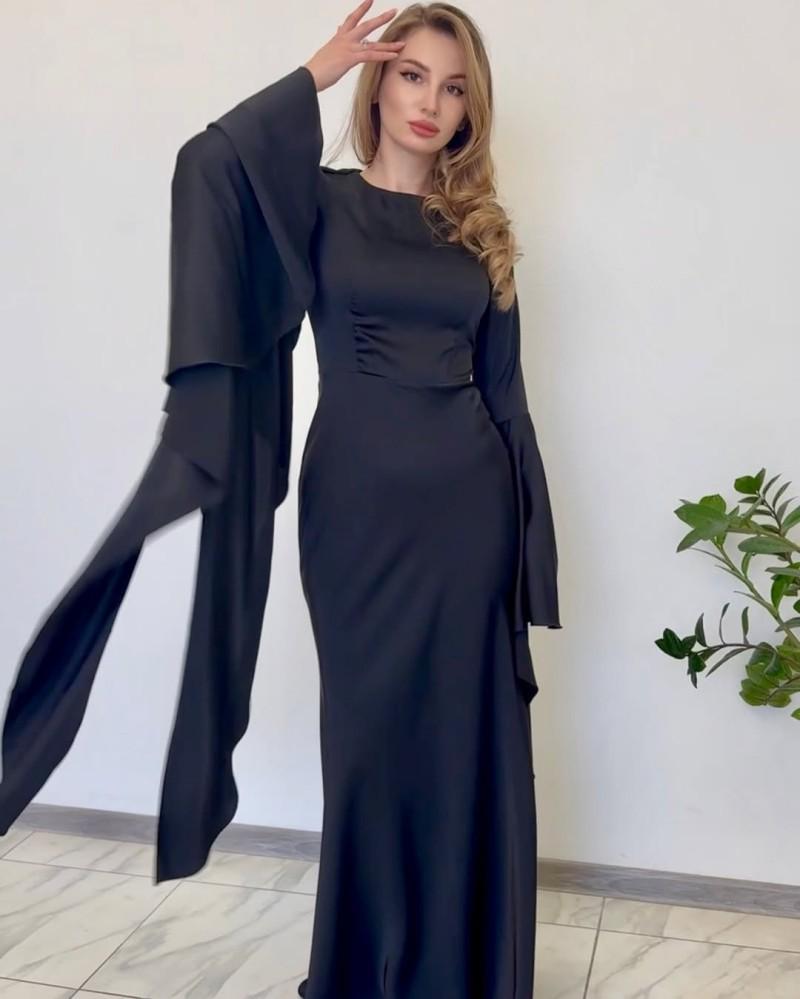 2024 Autumn/Winter Women's Flowing Sleeve Evening Dress with Big Swing Style