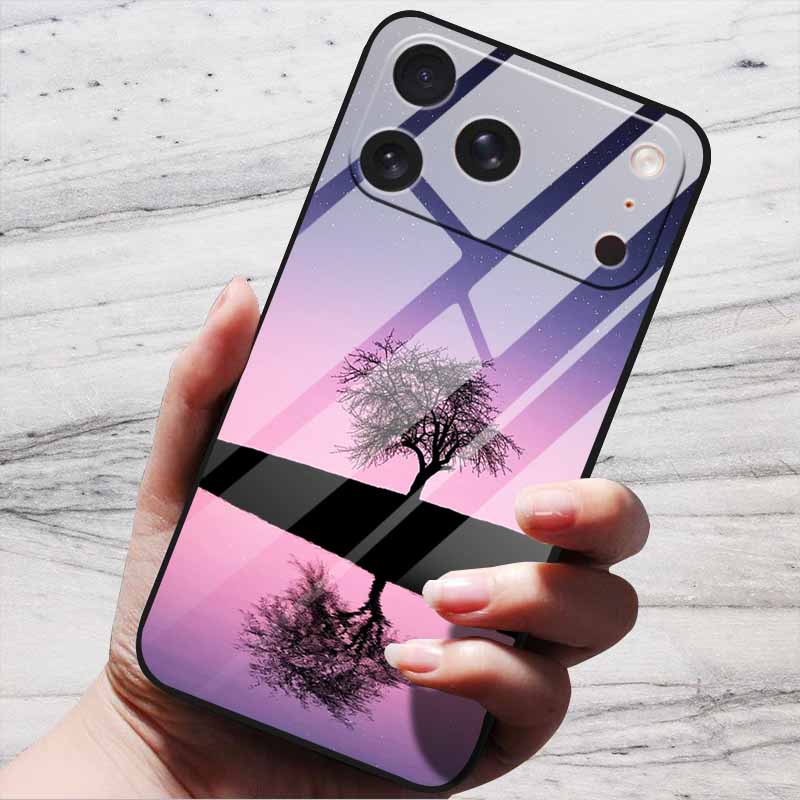 Милый Чехол Для iPhone 17 Pro Plus Capa 17 Pro Max Бампер Роскошный Закаленное Стекло Жесткая Задняя Крышка iPhone17 Air Funda Животные Узоры
