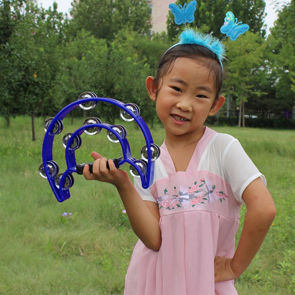 Hand Tambourine Bell Big Size Double Row Metal Jingles Percussion Instrument Bell Tambourine for Bar Entertainment Dark