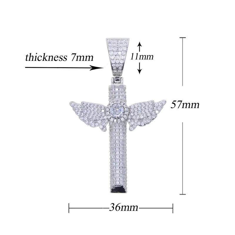Wing Cross Pendant Necklace with CZ Stones for Men Hop Jewelry