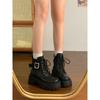 Fashion British Wind Round Head Thick Heel Strap Thick Soled Women's Shoes 2024 Autumn and Winter New Increase Thin Short Tube Boots