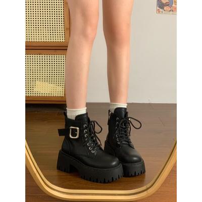 Модные женские туфли в британском стиле, с круглым носком, на толстом каблуке, с ремешком и толстой подошвой, новинка осени и зимы 2024 года, высокие ботинки на тонком каблуке с коротким голенищем