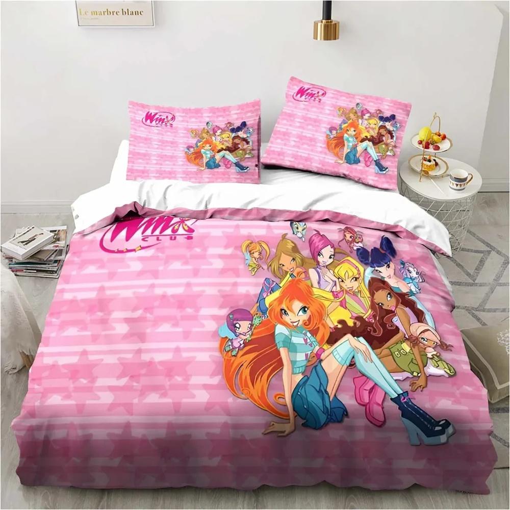 Комплект постельного белья Winx Anime Kawaii, комплект пододеяльников, легкий мягкий пододеяльник, декоративное постельное белье для подростков, мальчиков, девочек, подарок, большой