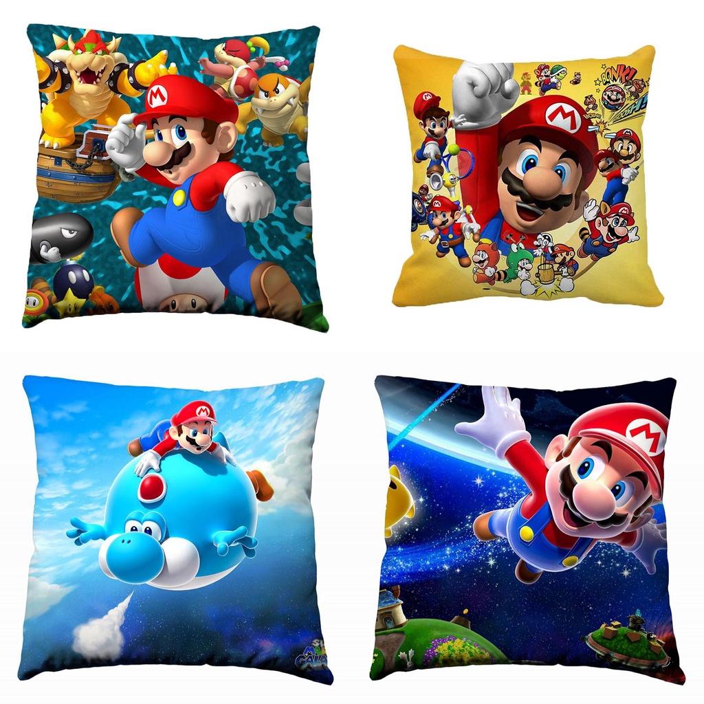 Super Mario Theme Pillow Cover 177 Inch Zippered Cushion Case Colorful Pattern For Living Room Decor