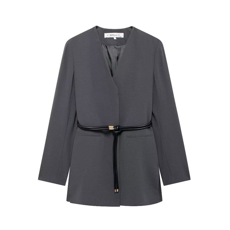 Fashion Style 2024 Fall and Winter New Women's Clothing with Belt Long Sleeves Casual Suit Jacket Pants 8941178