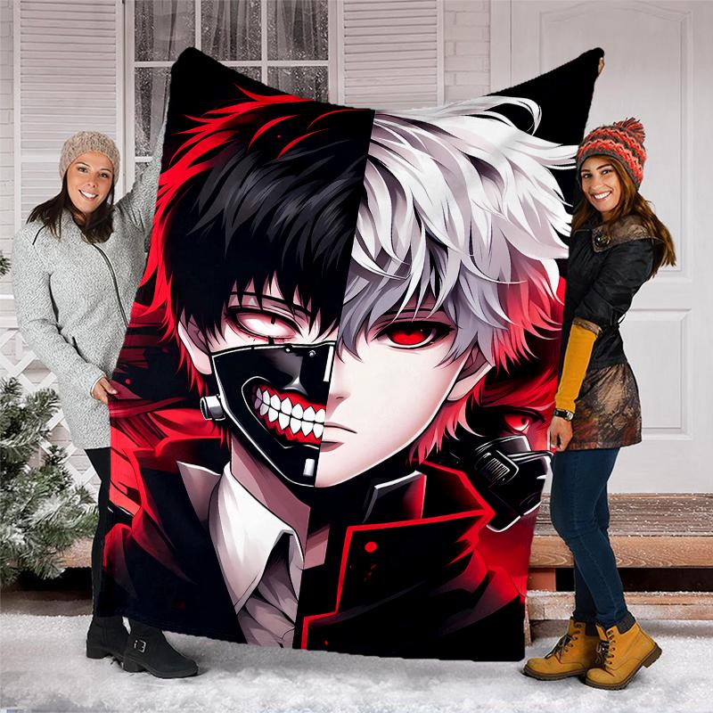 Плед с принтом по мотивам Tokyo Ghoul - Идеально подходит для дивана, кровати, путешествий и использования на открытом воздухе | Можно стирать в машине, уютный и прочный.