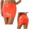 Women Sexy Skirts Glossy Patent Leather Miniskirt Solid Color Elastic Waistband Pencil Skirt Shiny Wet Look Latex Skirt Clubwear