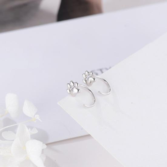 1 пара серег-пусетов высокой полировки с открытием, гипоаллергенные, с посеребрением, удобные в носке, подарок, медные женские серьги-хупы полукруглой формы с кошачьей лапкой для свиданий