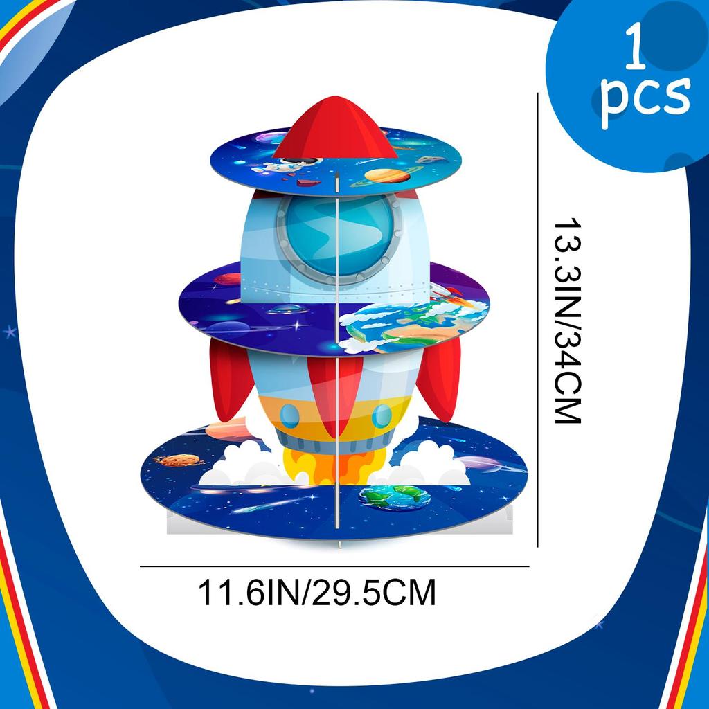 Space Cupcake Stand,3Tiers Space Theme Cupcake Stand,Space Theme Cupcake Dessert Holder,Space Themed Party Decoration&Outer Space Birthday Decorations