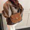 Зимние винтажные женские сумки через плечо, модные сумки из искусственной замши с клапаном, однотонные универсальные женские сумки