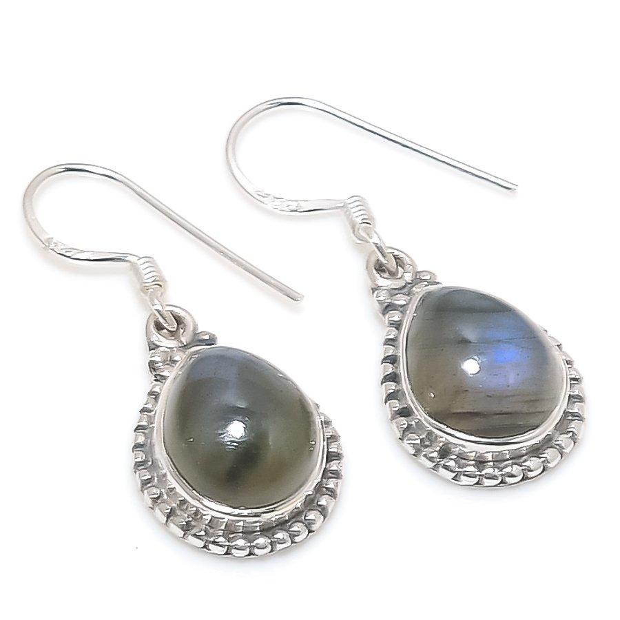Подарочные серьги из стерлингового серебра 925 пробы с натуральным лабрадоритом, 1,25 дюйма, a4a71
