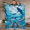 1pc Whale & Girl Throw Blanket - Soft Flannel All-Season Lightweight Bedspread, for Home, Travel, Camping, Office - Modern Marin
