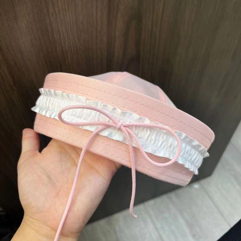 Y2k Navy Hat Bow Lace Berets Cute Sailor Caps  Women