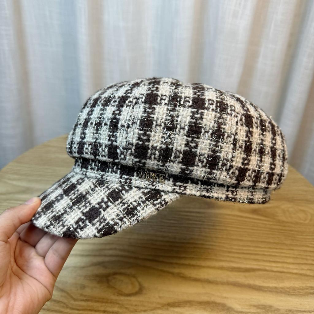 Модная шляпа для женщин Универсальная зимняя восьмиугольная шляпа для женщин с круглым лицом Весна и осень Теплая трендовая Корейский стиль Британский стиль