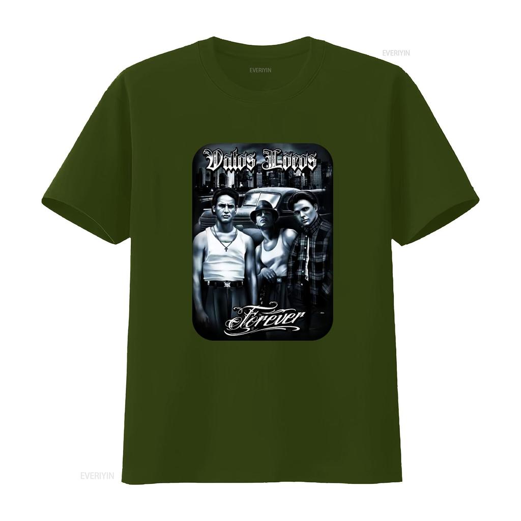 Vatos Locos Навсегда Мужская тяжелая футболка Печать на Shaka Wear Ретро Гангстерский стиль Городская мода винтаж Стиранный homme