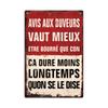 Putuo Decor pc Art French Vintage Metal Tin Sign Avis Aux Buveurs Vaut Mieux Wall Art Decor for Home Farmhouse Bar Pub Club