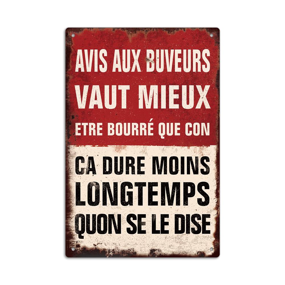 Putuo Decor pc Art French Vintage Metal Tin Sign Avis Aux Buveurs Vaut Mieux Wall Art Decor for Home Farmhouse Bar Pub Club