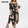 Summer Women's Dress Plus Size One Shoulder Halter Dress Printed Irregular Long Dresses
