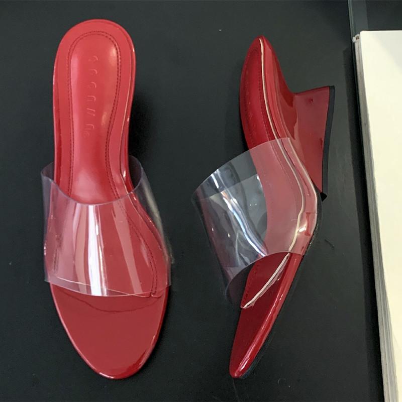 Fashion New PVC Transparent Wedge Slippers Women Sexy Open Toe Slide Sandals 2025 Summer Elegant Designer Shoes Sandalias De Mujer