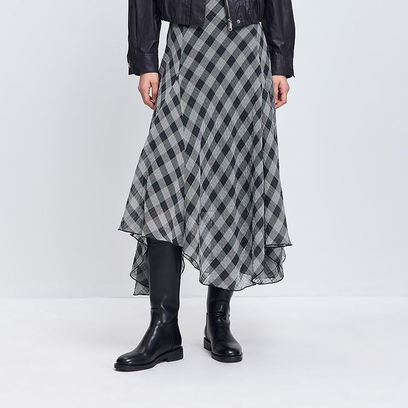 LILY Retro Plaid A-Line Skirt for Women