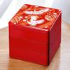 J-kitchens Шкатулка-jubako из лакированного дерева, 3 яруса, 7,5 дюйма, глубокая, с дизайном красного журавля темари, 22 см, смола, сделано в Японии
