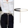Thin Belt Women Metal Chain Black Pu Leather Splicing Belt Trendy Shirt Decoration Suit Matching All-Match Dress Shirt Chain