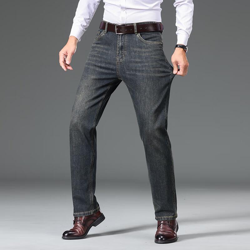 Yiliteng Men's Thickened Casual Straight-Leg Jeans YTMSDKY9346