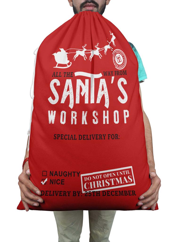Printtoo Упаковка из 2 шт., сумки для хранения рождественских подарков, большой подарочный мешок Санты с завязкой на рождественской вечеринке 27x20 дюймов
