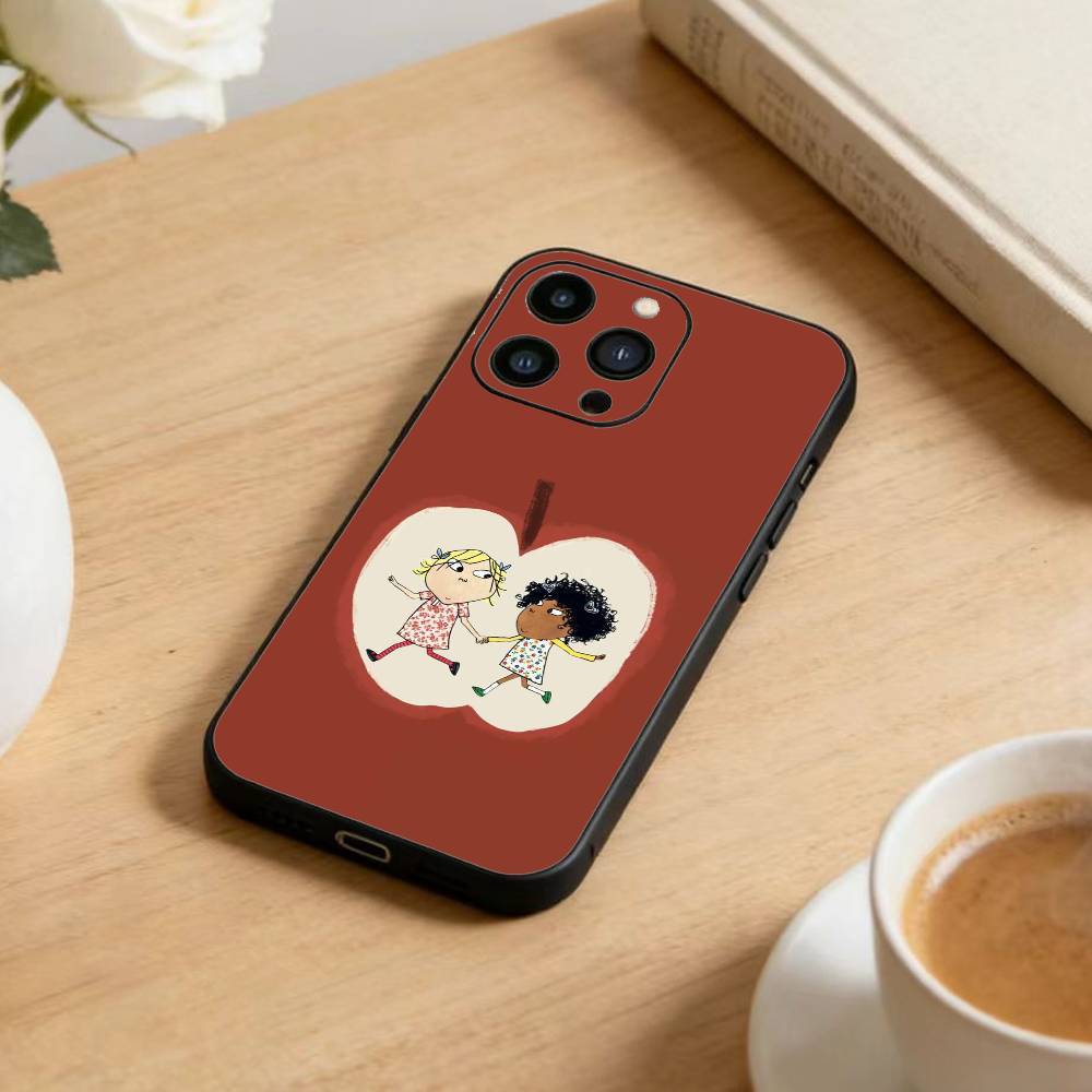 Charlie and Lola Cartoon Phone Case For iPhone 17 16 15 14 13 12 Max Plus Silicone Black Cover