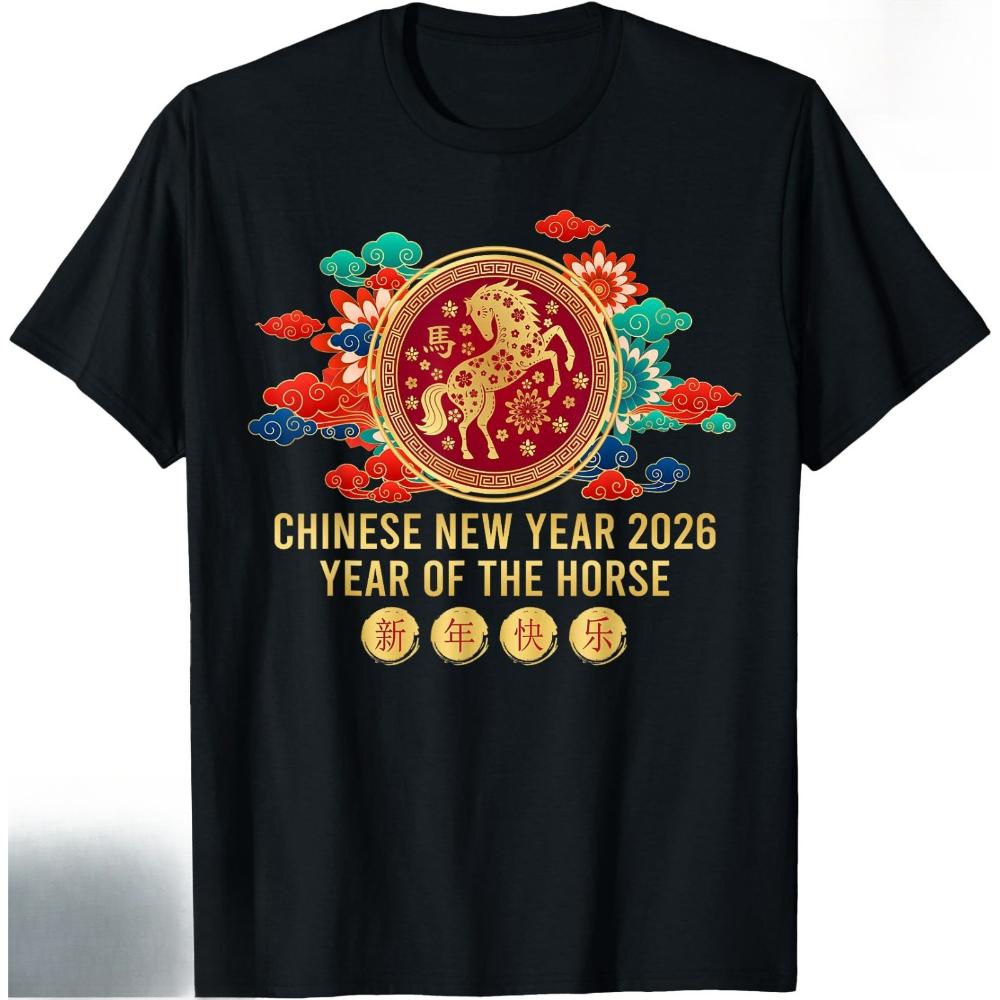 Year of The Horse Chinese New Year 2026 Horse TShirt Women Unisex Happy New Year Graphic T Shirts Oneck Cotton Streetwear