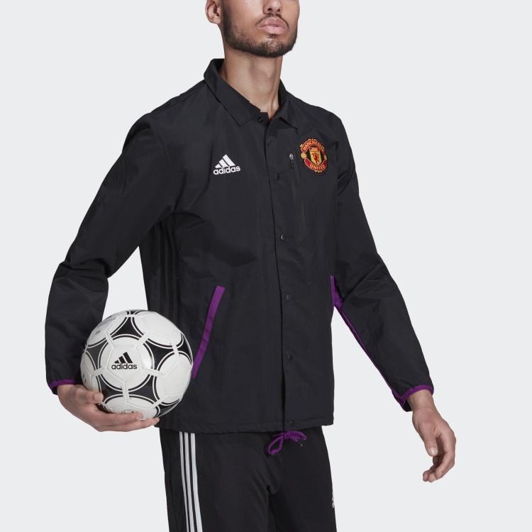 adidas Mufc Trv Coach Logo Zipper lapel Soccer/Football Jacket Black Men's GR3911