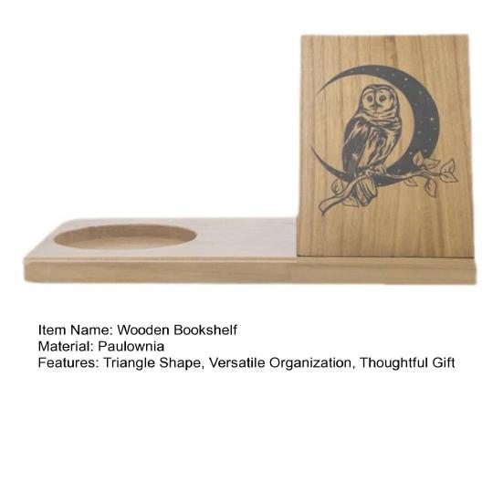 Деревянный книжный органайзер с держателем для телефона, треугольная подставка для книг из натурального дерева, настольная подставка с подстаканником, фоторамка