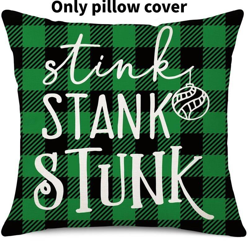 Уютная зеленая и красная рождественская наволочка Гринча для стильного домашнего декора 45х45см