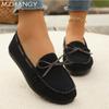 Модные женские замшевые туфли на плоской подошве с бантом, лоферы, кроссовки, осенняя новая модная повседневная обувь для женщин 2024 года, трендовые кроссовки для бега, удобные женские туфли Zapatos