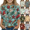 Children's 3/4 Sleeve Round Neck Top Christmas Tree Printed Everyday Casual Top