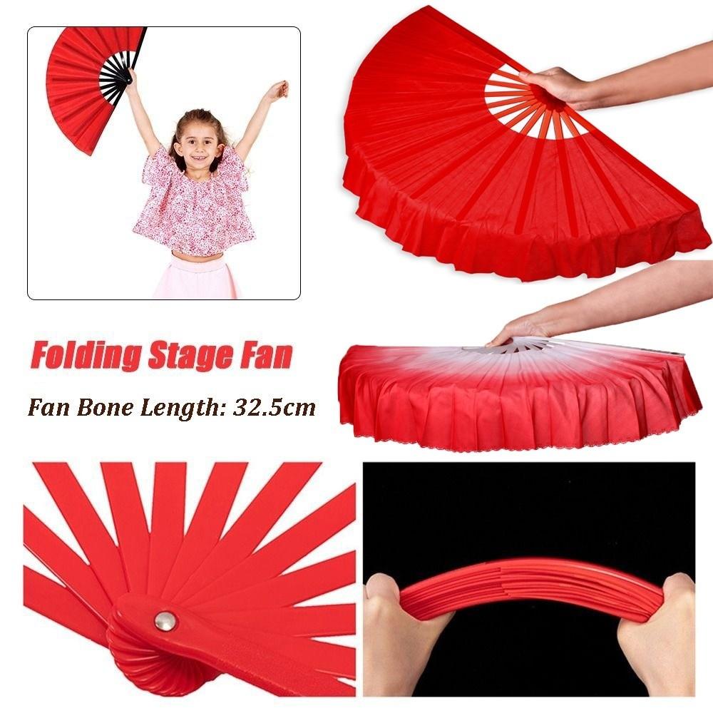 32.5cm Chinese Short Bellydance Fan Plastic Stick Hand Dye Adults Fan High Quality Dance Fan
