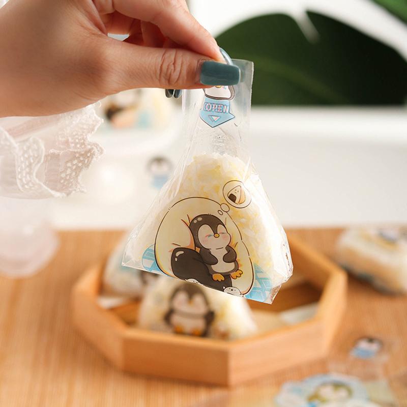 50 шт. мультяшный пингвин треугольный рисовый шарик упаковочный мешок водоросли суши мешок формы суши бенто аксессуары мешок для суши водоросли рисовый шарик