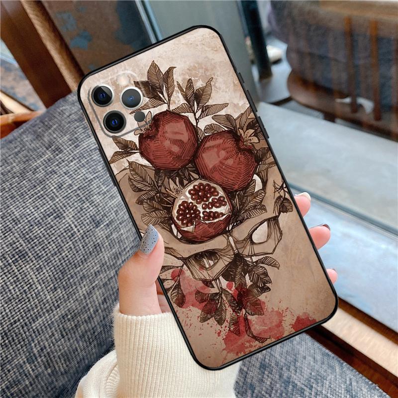Чехол для телефона с изображением красного граната (фрукт) для iPhone 16 15 13 12 11 14 Pro Max 12 13 mini XR 15 16 Plus 16e Защитный корпус