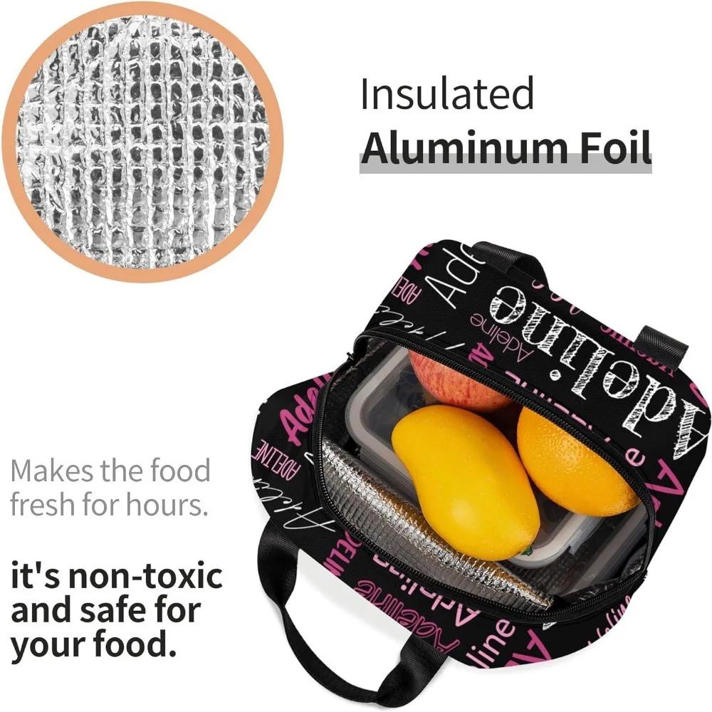 Сумка для ланча с индивидуальным именем, персонализированная изолированная сумка-холодильник для ланча, сумка-тоут для мальчиков и девочек, пикника, офиса, кемпинга