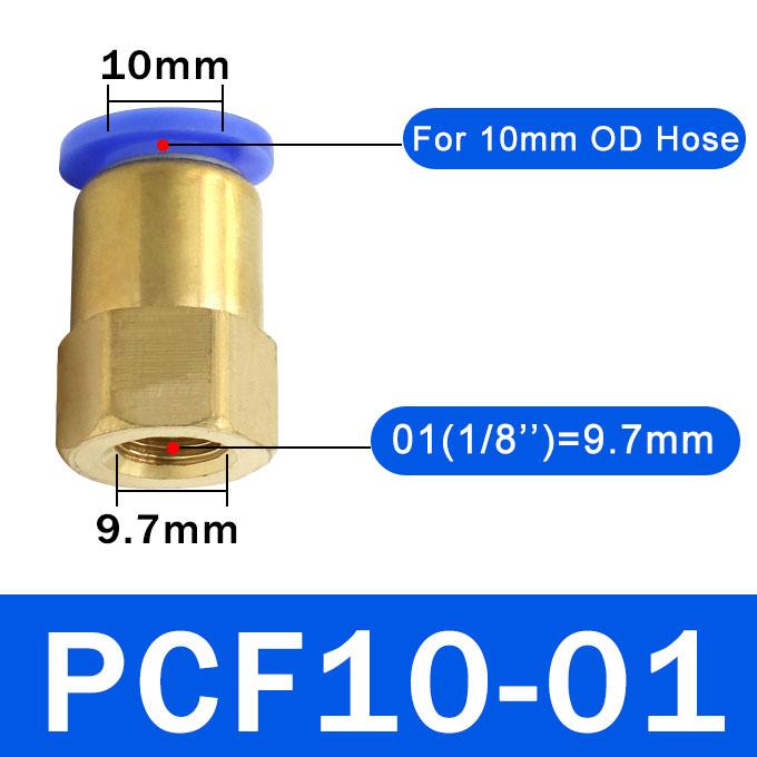 10 шт. Пневматический фитинг PCF 4 6 8 10 12 мм Шланг Трубка 1/8" 3/8" 1/2" 1/4" BSP Внутренняя резьба Латунный Быстроразъемный Соединитель Трубопровода