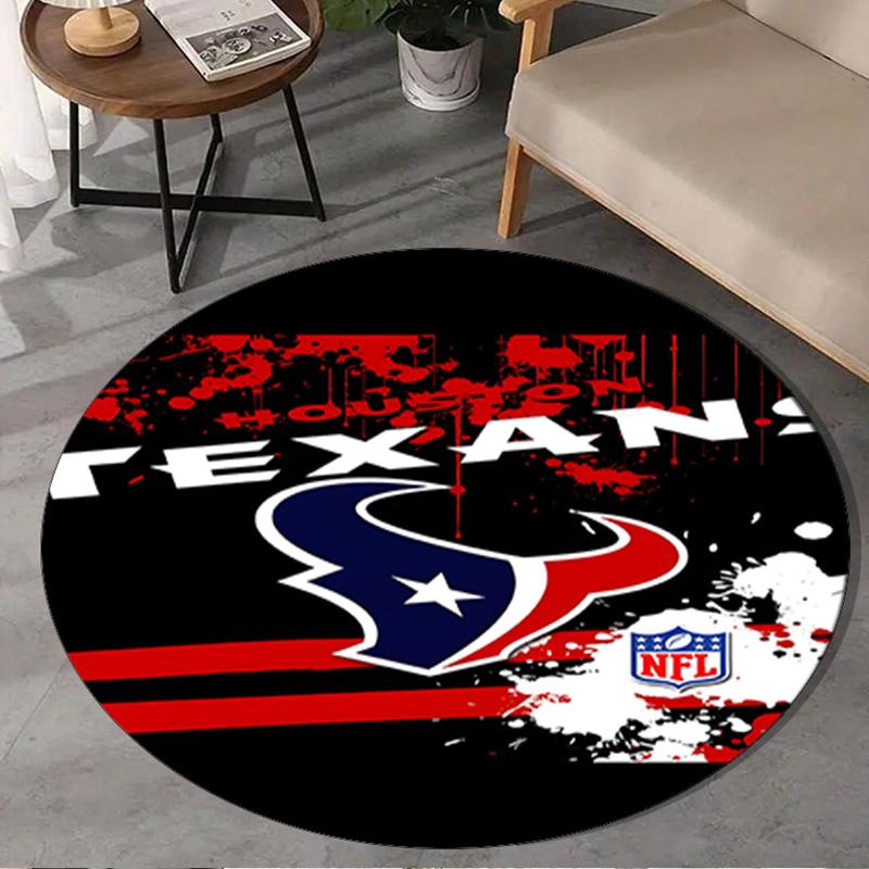basketball Texans Logo Round Rug for Livingroom,Bedroom, Palyroom, Chair Rug, Area rug, Circle Carpet, Large Size Fan Christmas gift