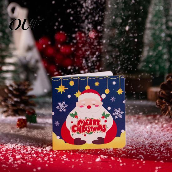 Greeting Cards Set 10Pcs Merry Christmas Set, Folding Cartoon Blank Tree Note Cards, Festive Blessing for Holiday Gift