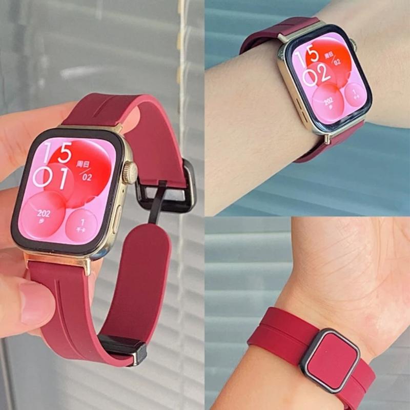 Comfortable Silicone Band with Magnetic Lock Breathable Accessory Sweat Resistant Silicone Watch Strap for Watch Fit3