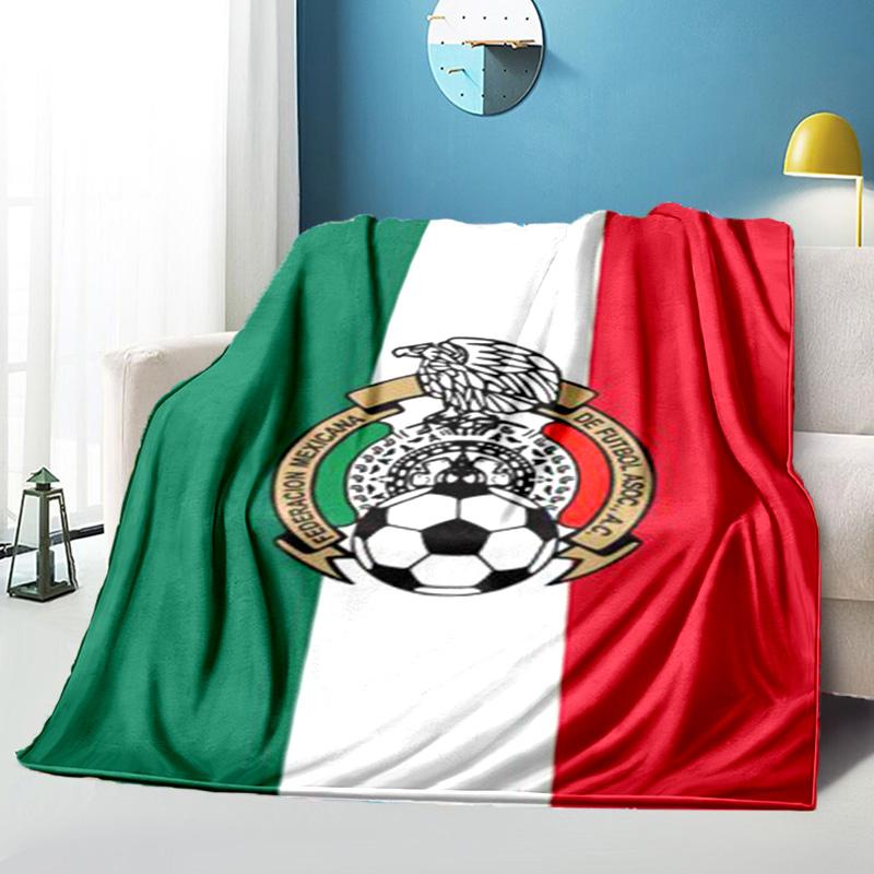 Mexico Football Team Emblem Printed Throws Blanket Soft Flannel Blankets for Couch Bed Gifts for Men Women Picnic blanket Christmas gifts