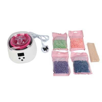 Набор для нагрева воска, набор для удаления волос, белый воск, набор с 4 пакетиками, твердые восковые бобы для ног и лица 100‑240 В