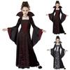 Halloween Black Witch Vampire Cosplay Costume for Kids Girls Disfraz Carnival Dress Up Party Mujer Children Performance Clothes