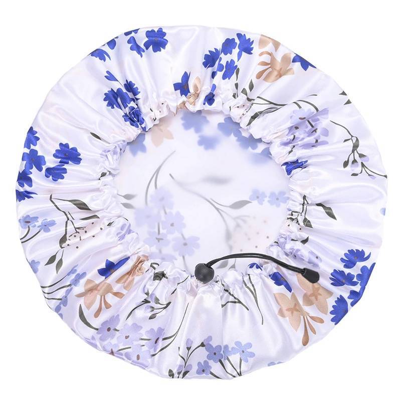 Cartoon Style Reusable Shower Cap For Adults With Daisy Print And Waterproof Design