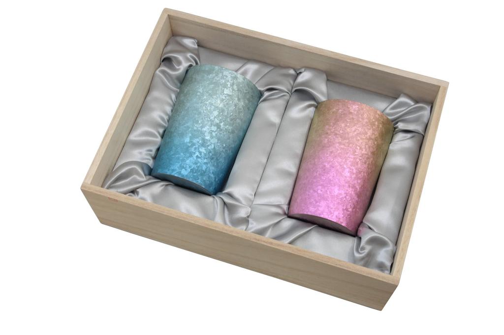 HORIE Сделано в префектуре Ниигата, титановая двойная барабанная печь, лампа 270 куб. см, набор из двух цветов Yui Blue x Pink T09KM270WDSET Tsubame,